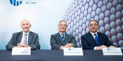From left to right: Mr Nicholas BROOKE, GBS JP, Professor Kar-Kan LING, SBS, Sr Dr. Stephen Lai JP, presented at University of the Built Environment